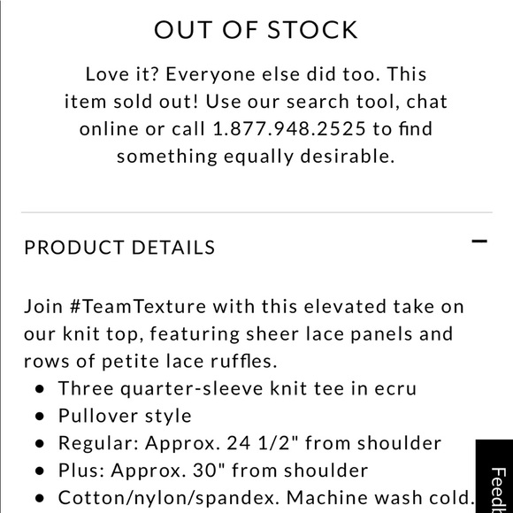 WHBM 3/4 Sleeve Ruffle Lace Knit Top - Picture 7 of 7